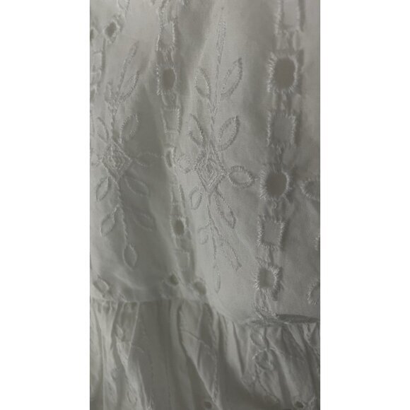 H&M White Eyelet Embroidered Midi Lined Puff Sleeve  Dress NWT Medium - Picture 5 of 5